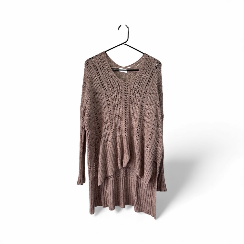 Altar'd State‎ Women's Brown Long Crocheted/Knit Lightweight Sweater Size Small